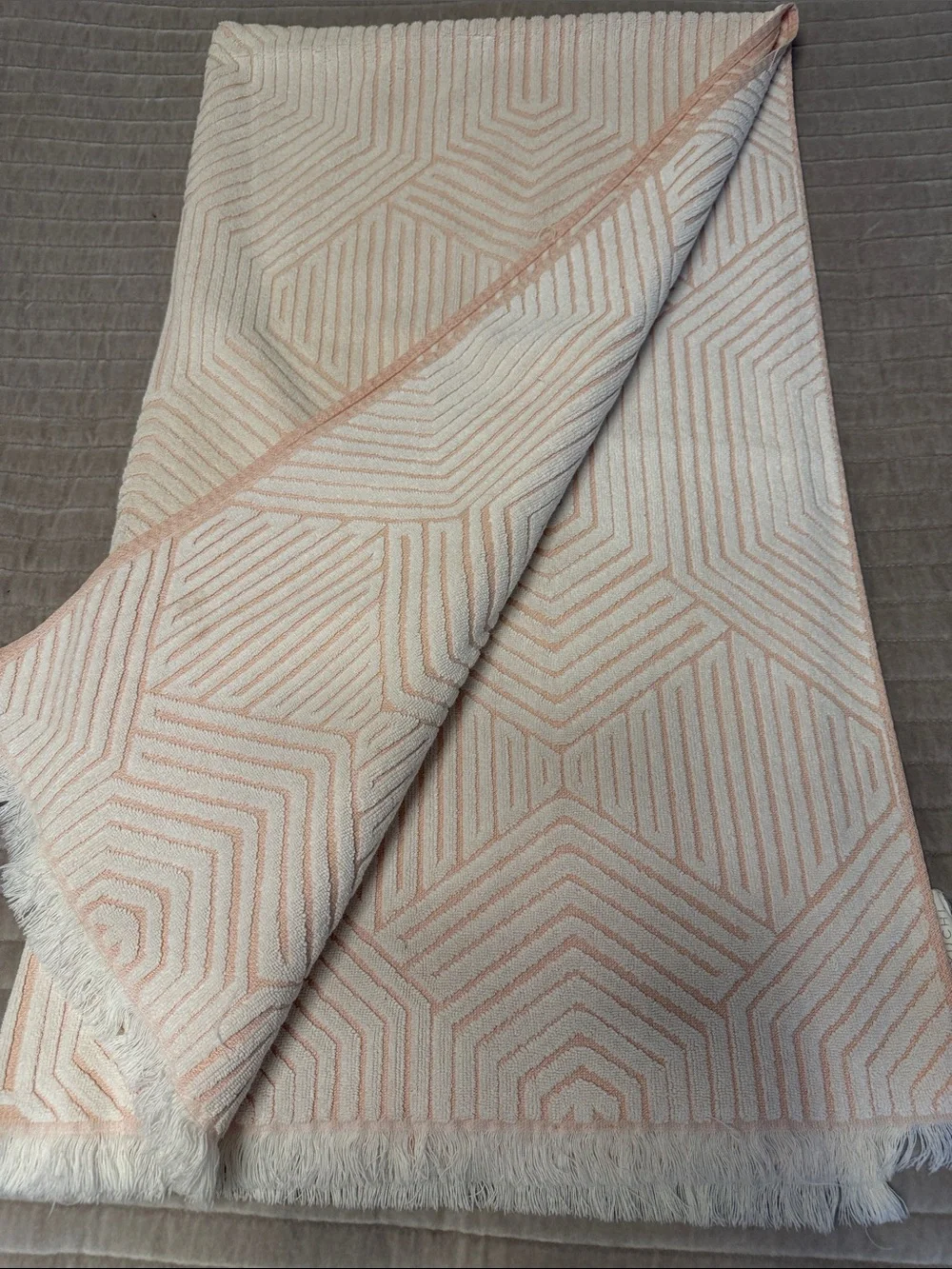 Coyuchi Organic Cotton Beach Towel – Geometric Pattern – Made in Portugal